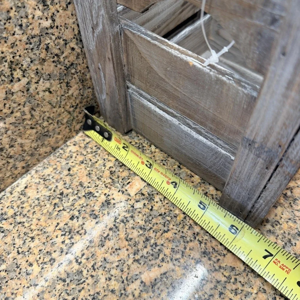 Rustic Brown Wood Square Decorative Storage Box SM Crate Planter Holder Cottage